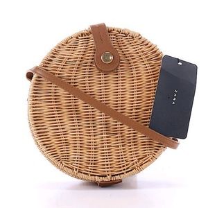 Zara Round Raffia Crossbody Bag